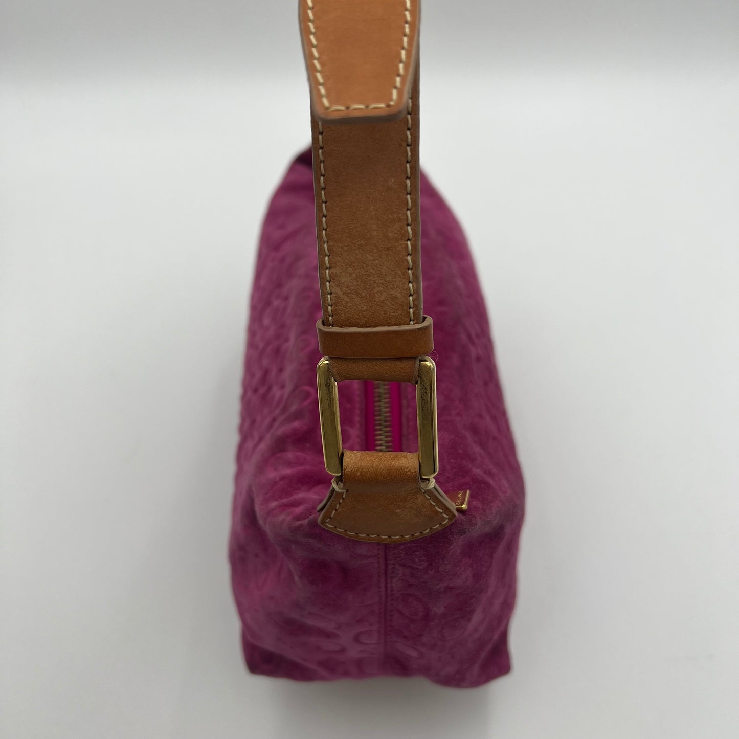 Celine Paris Pink C Triomphe Suede Hobo Shoulder Bag