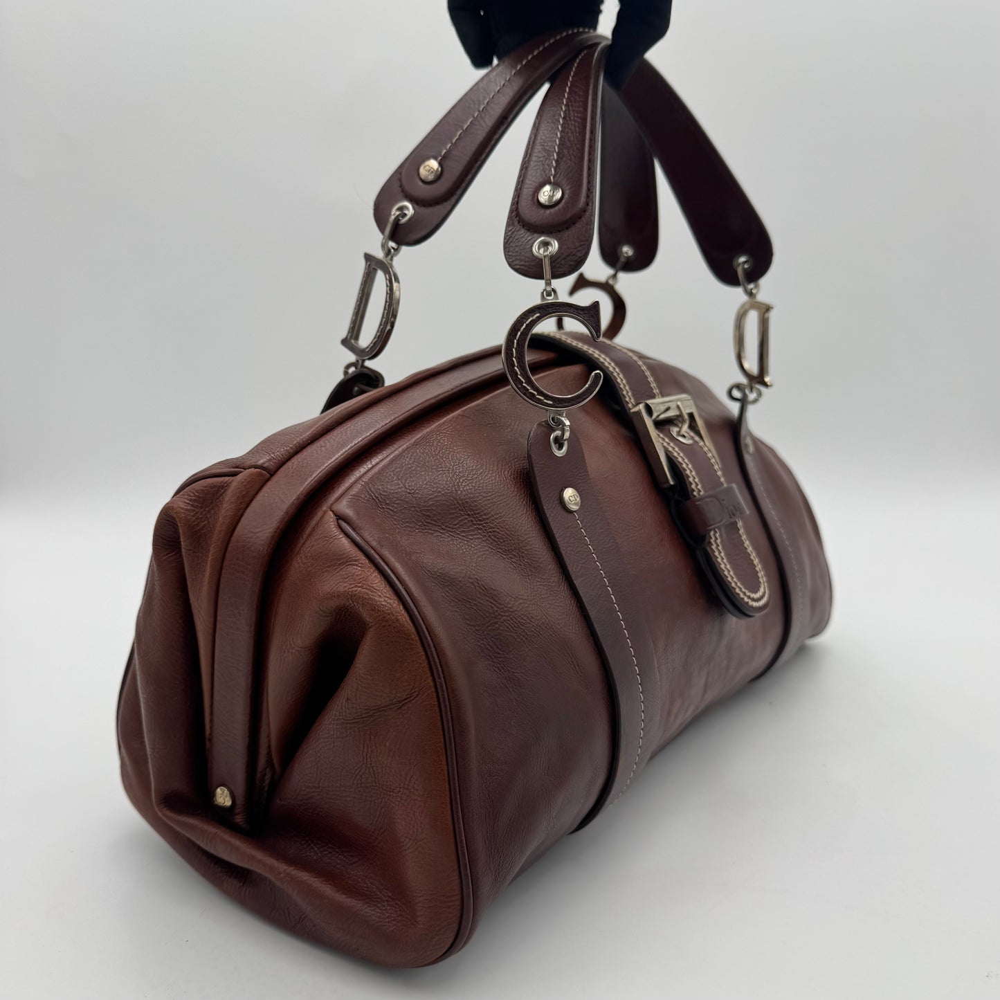 Christian Dior by John Galliano Brown Leather Detective Satchel