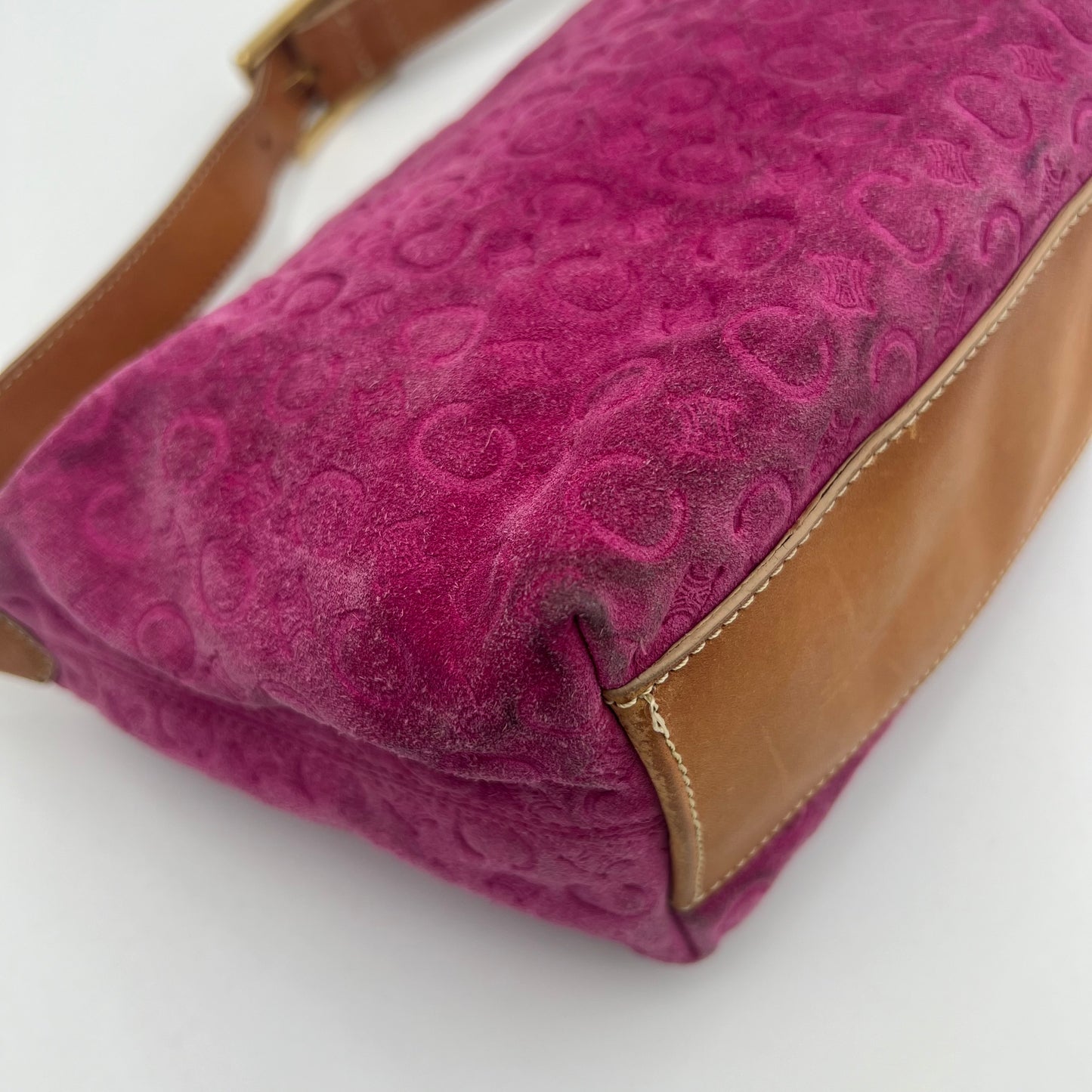 Celine Paris Pink C Triomphe Suede Hobo Shoulder Bag