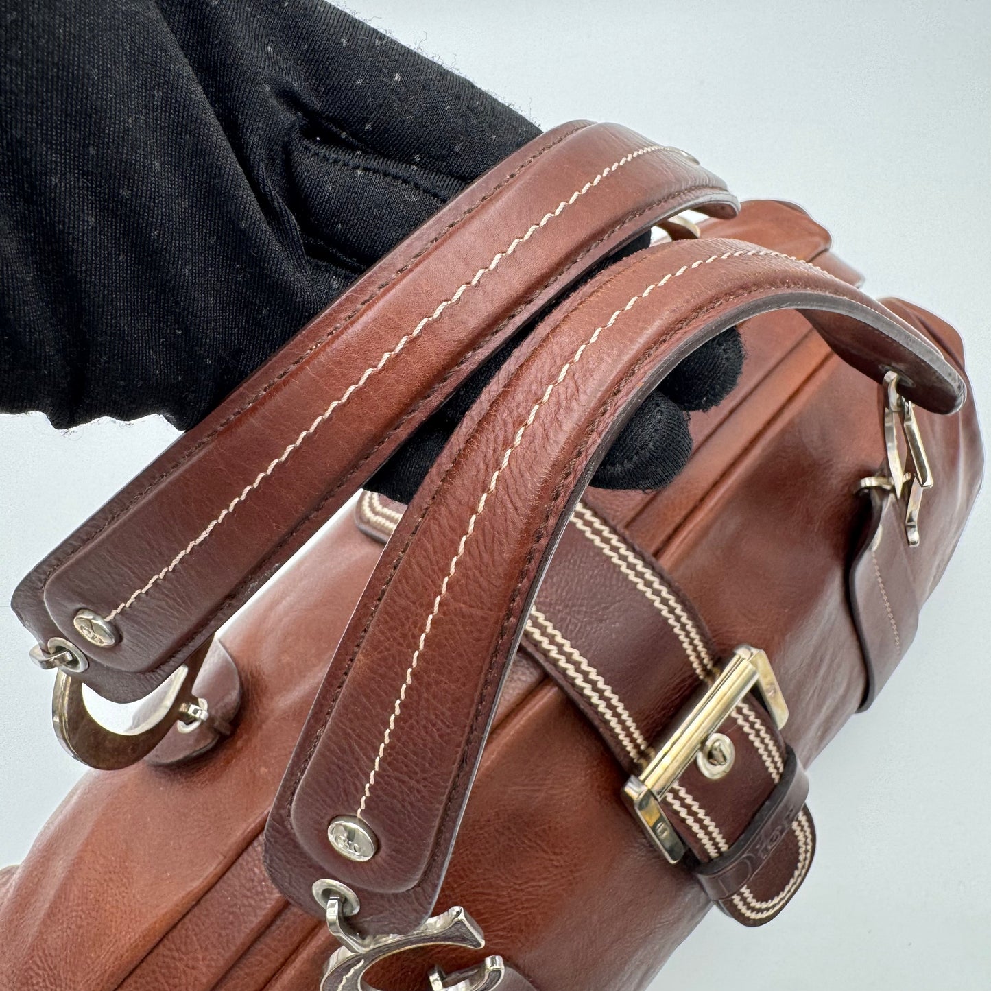 Christian Dior by John Galliano Brown Leather Detective Satchel
