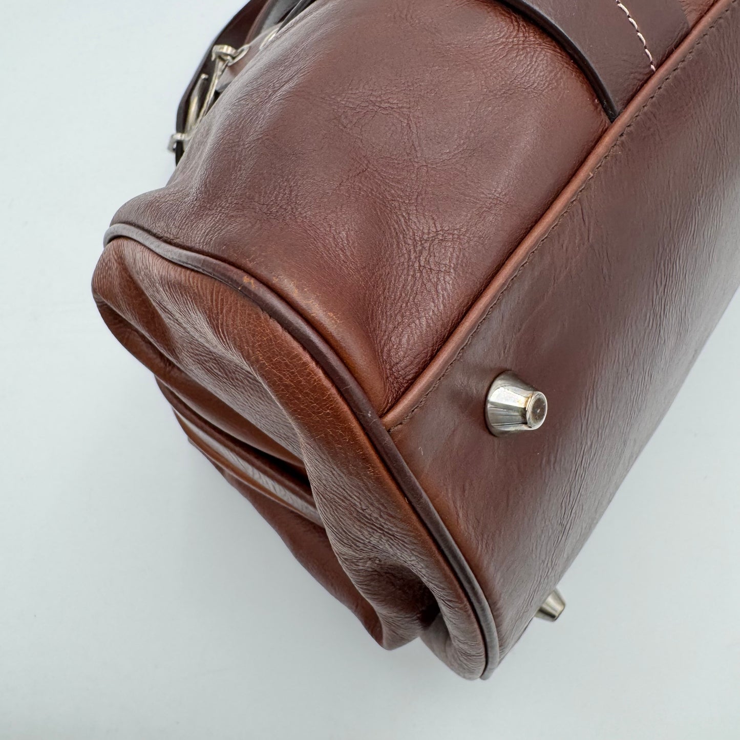 Christian Dior by John Galliano Brown Leather Detective Satchel