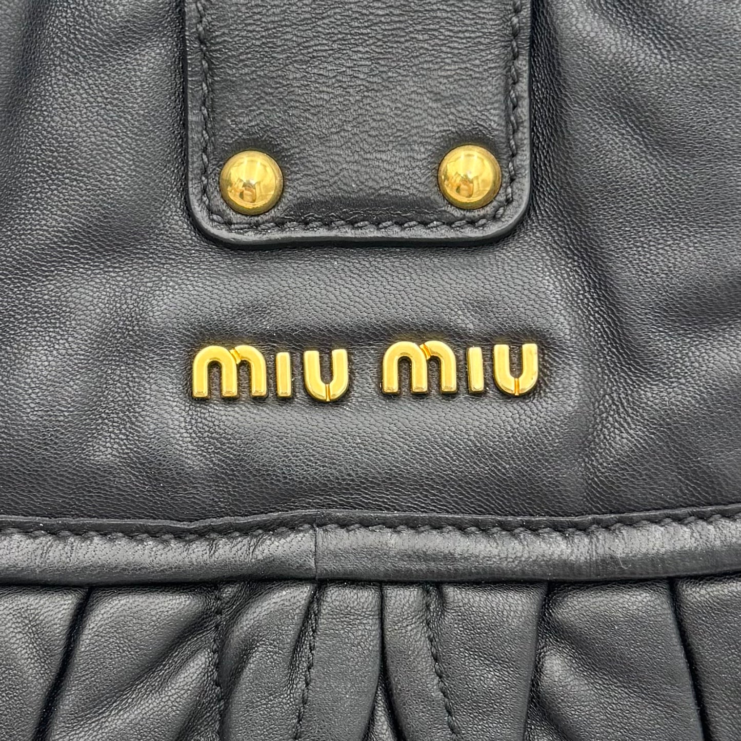 Miu Miu Black Matelasse Leather Braided Handle Large Coffer Handbag GHW