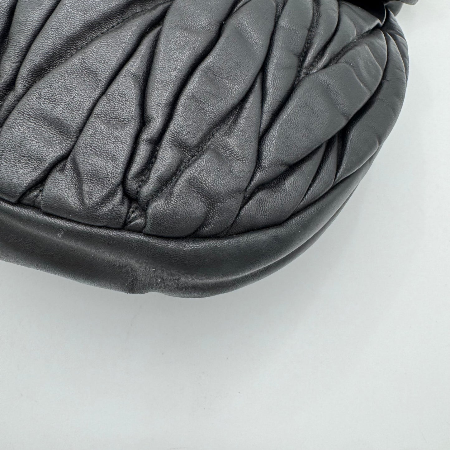 Miu Miu Black Matelasse Leather Braided Handle Large Coffer Handbag GHW