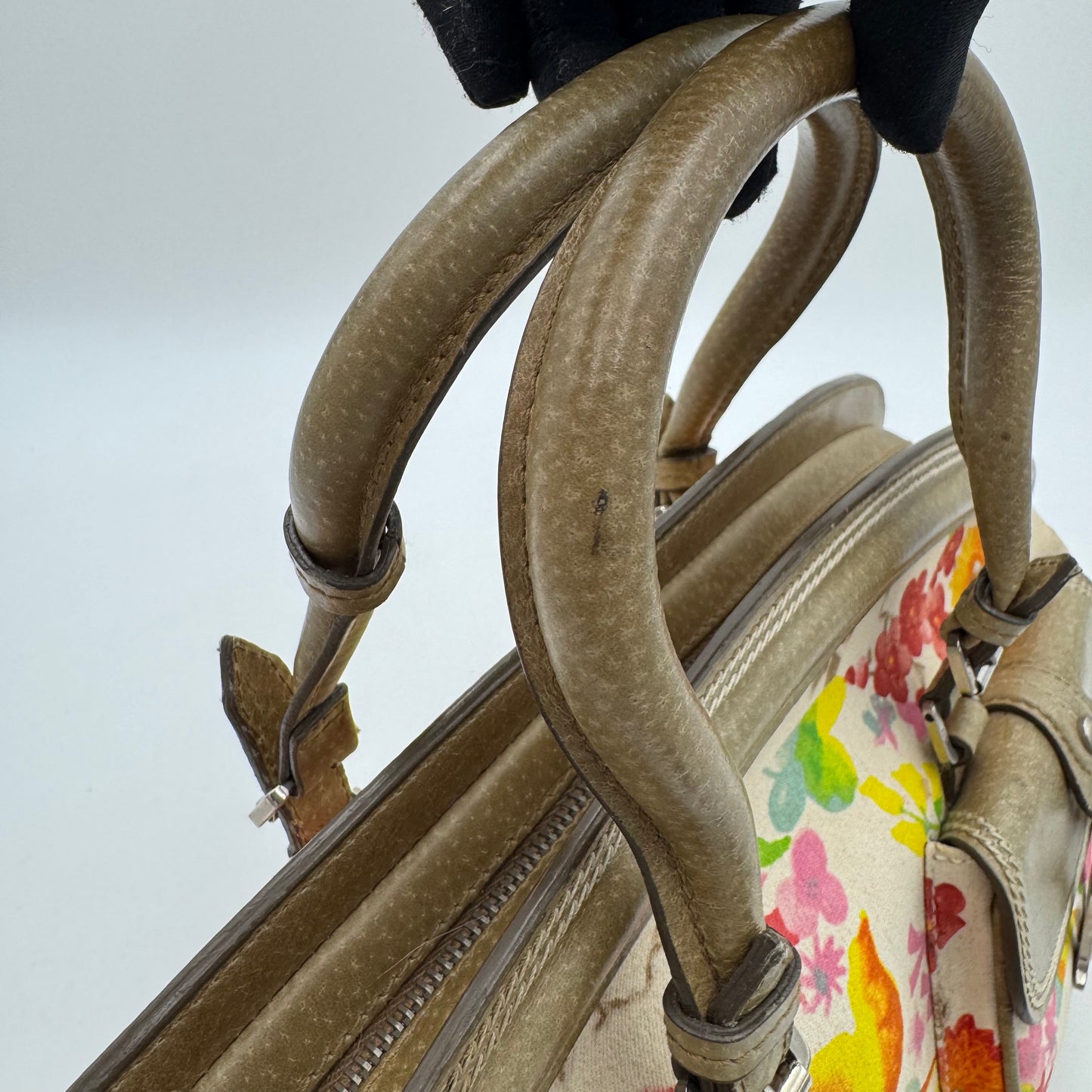 Christian Dior Multicolor Floral Canvas and Leather Detective Frame Satchel