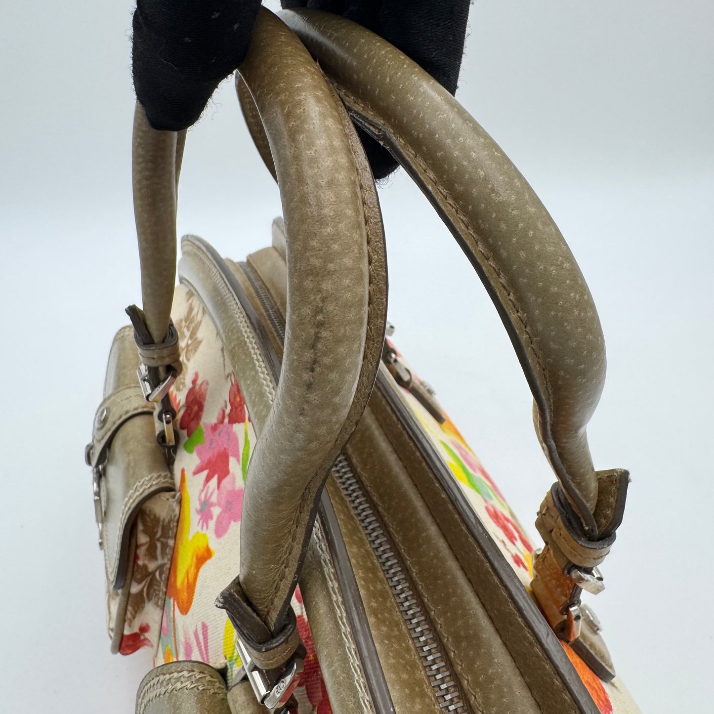 Christian Dior Multicolor Floral Canvas and Leather Detective Frame Satchel