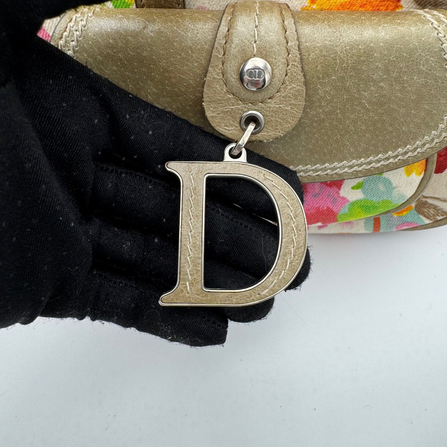 Christian Dior Multicolor Floral Canvas and Leather Detective Frame Satchel