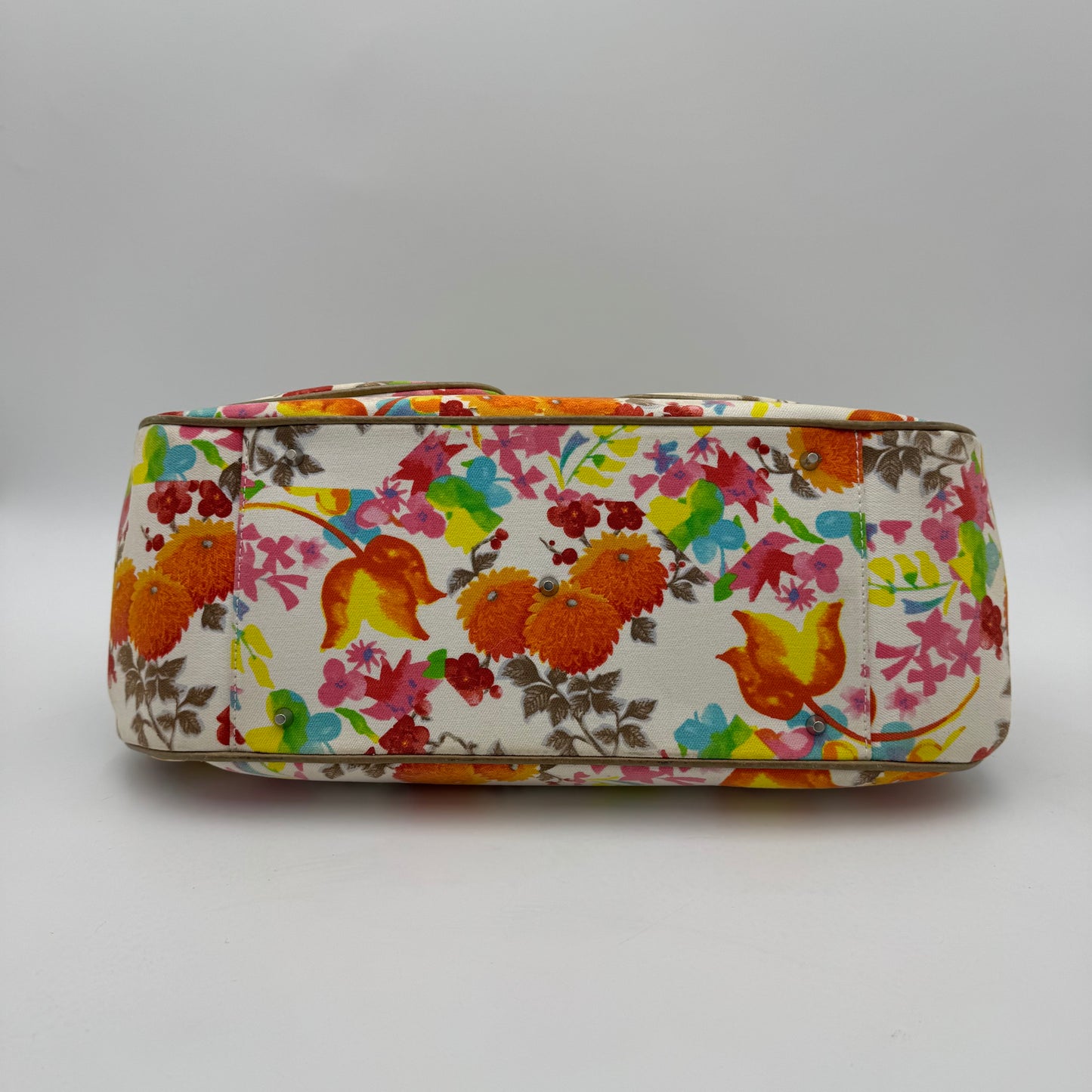 Christian Dior Multicolor Floral Canvas and Leather Detective Frame Satchel