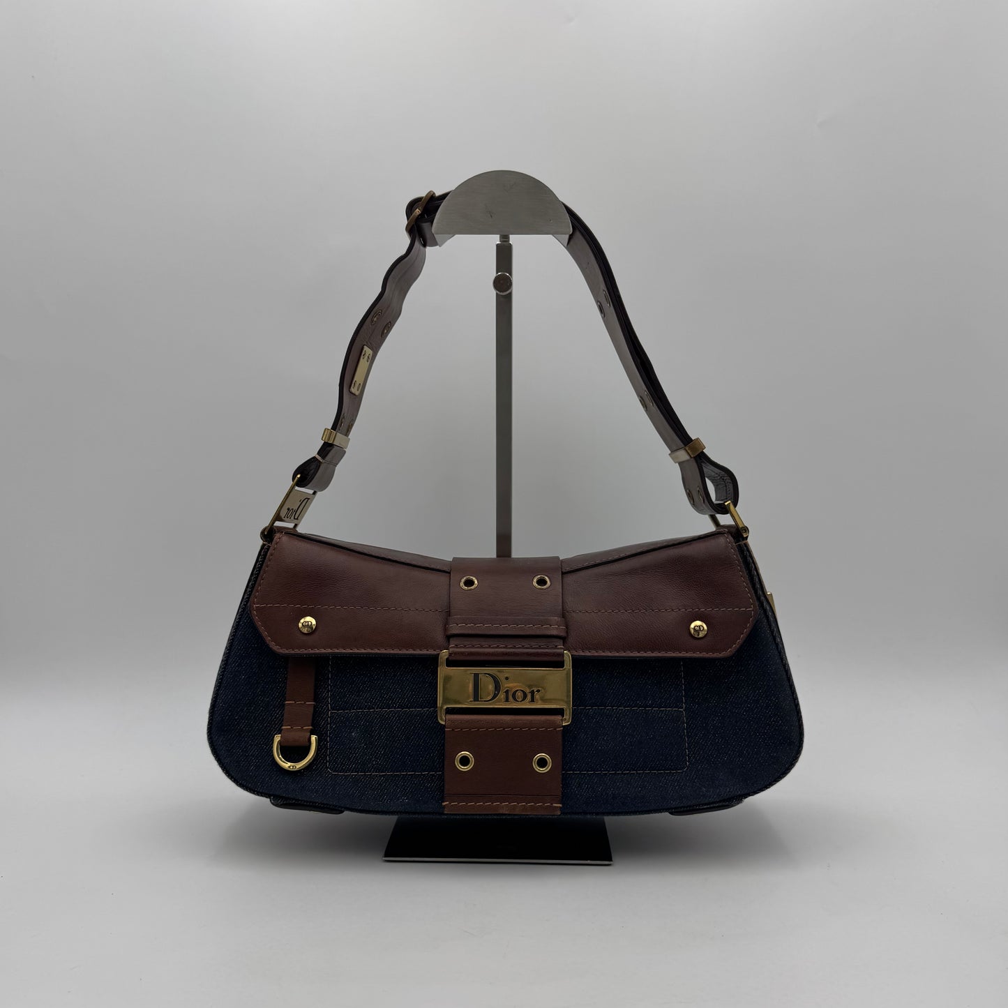 Christian Dior Blue Denim and Brown Leather Street Chic Columbus GHW
