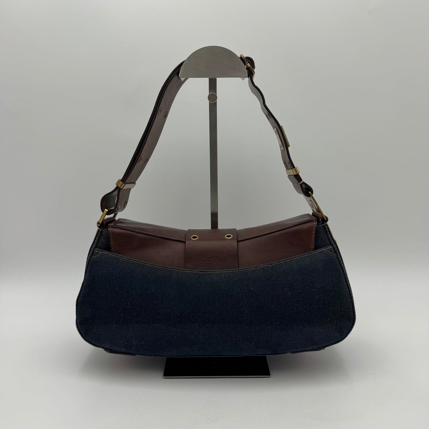 Christian Dior Blue Denim and Brown Leather Street Chic Columbus GHW
