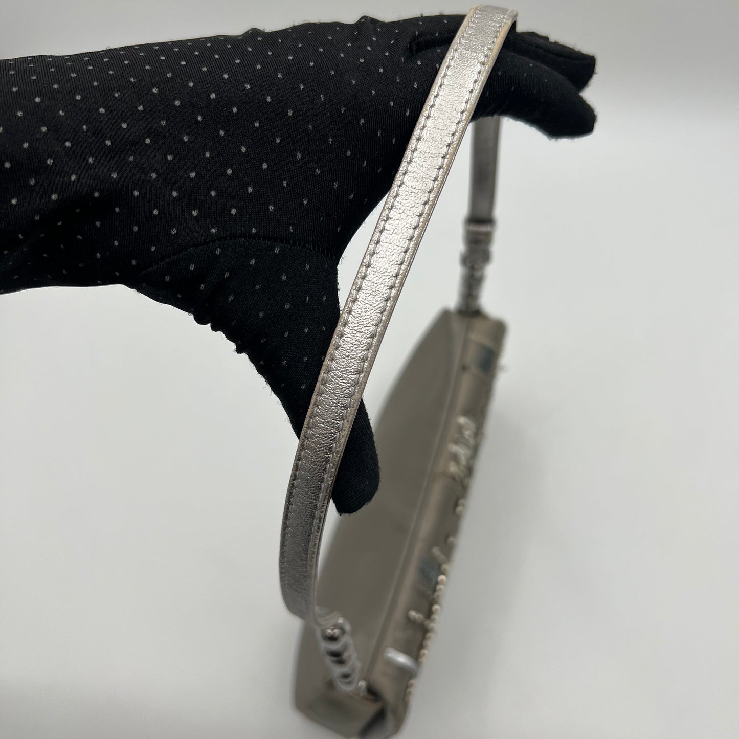 Christian Dior Silver Satin Embellished Malice Pearl Shoulder Bag