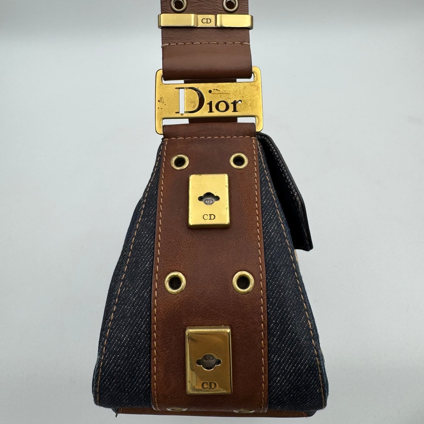 Christian Dior Blue Denim and Brown Leather Street Chic Columbus GHW