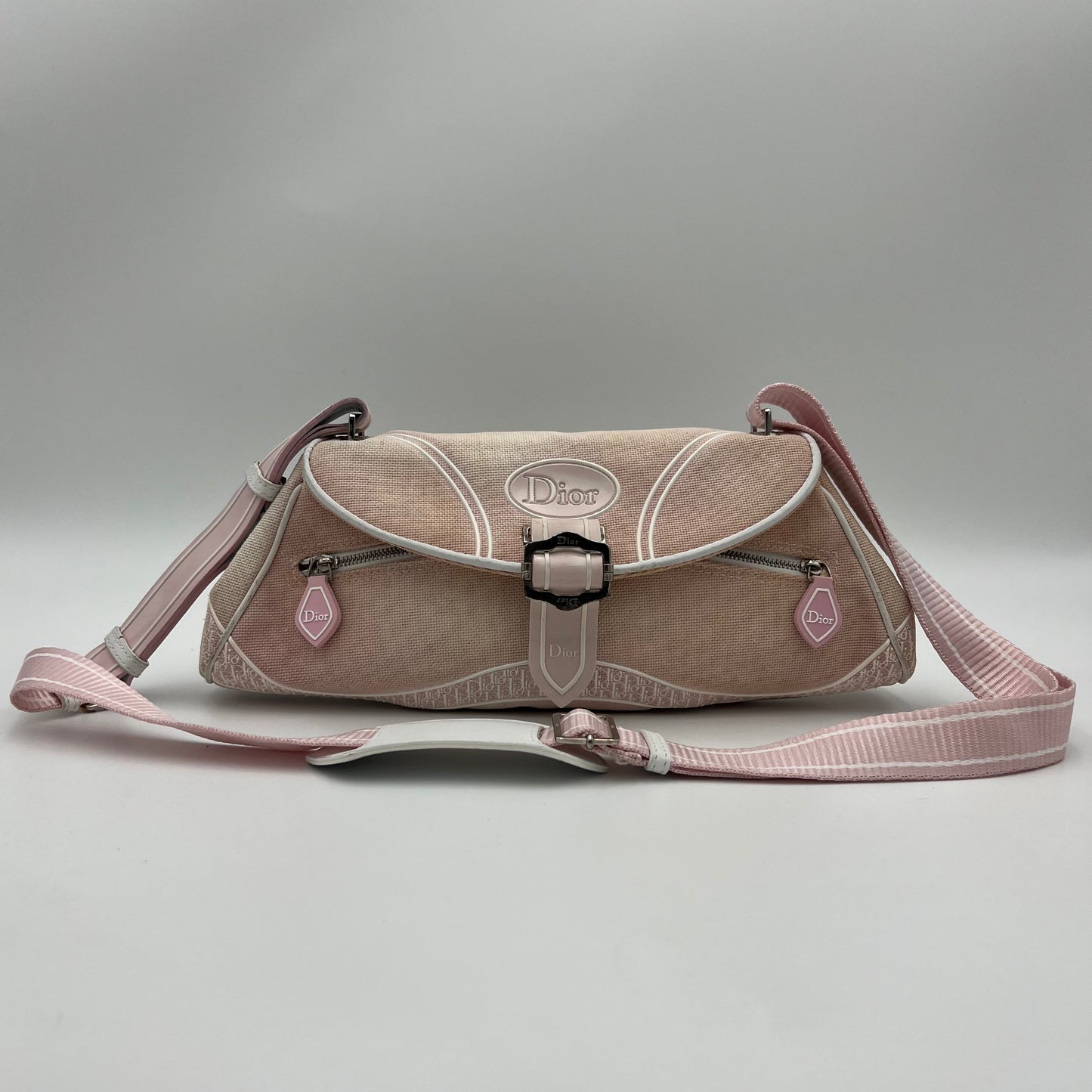 Christian Dior Y2K Pink Logo Trotter Flap Baguette