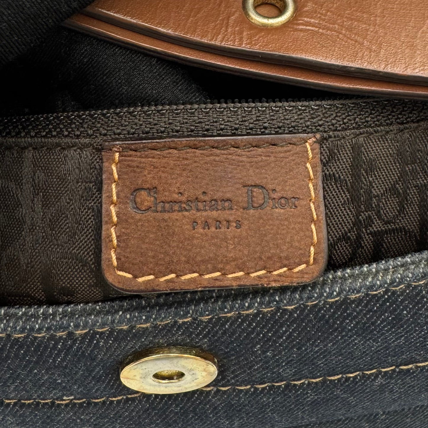 Christian Dior Blue Denim and Brown Leather Street Chic Columbus GHW