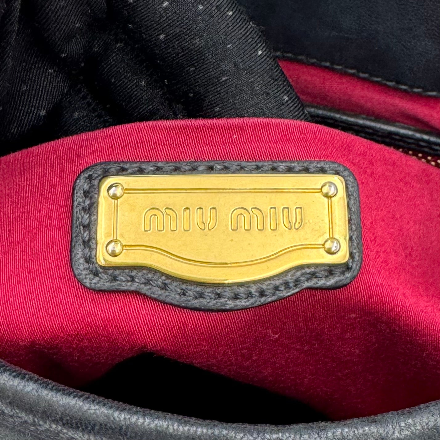 Miu Miu Black Matelasse Leather Braided Handle Large Coffer Handbag GHW