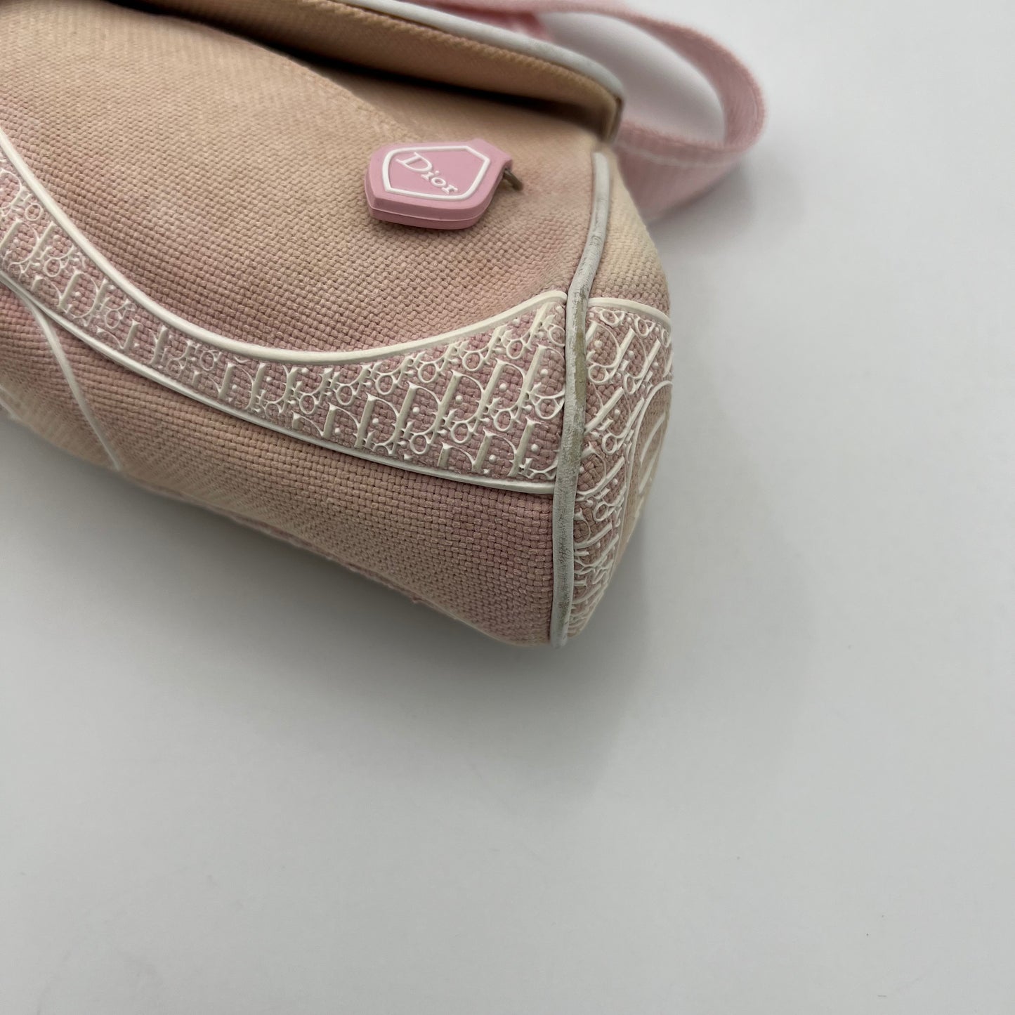 Christian Dior Y2K Pink Logo Trotter Flap Baguette