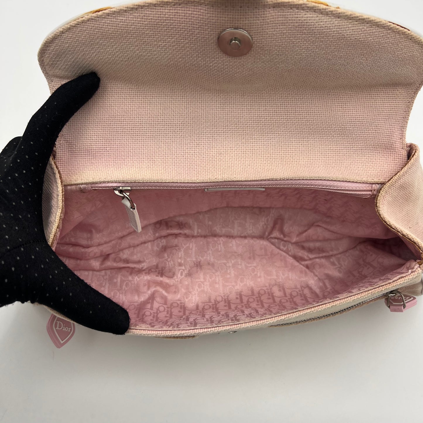 Christian Dior Y2K Pink Logo Trotter Flap Baguette