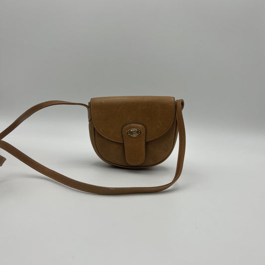 Celine Paris Camel Grained Leather Triomphe Mini Flap Crossbody