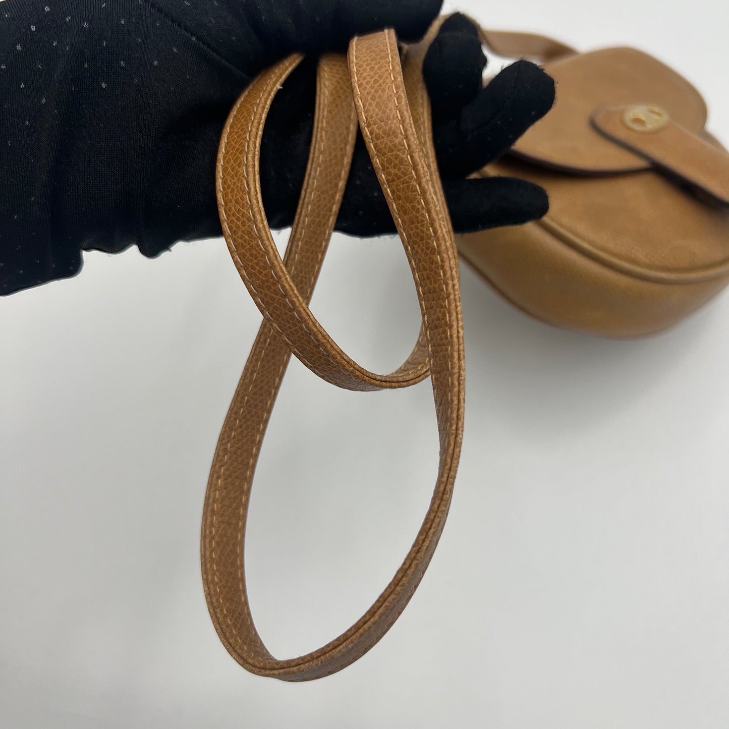 Celine Paris Camel Grained Leather Triomphe Mini Flap Crossbody