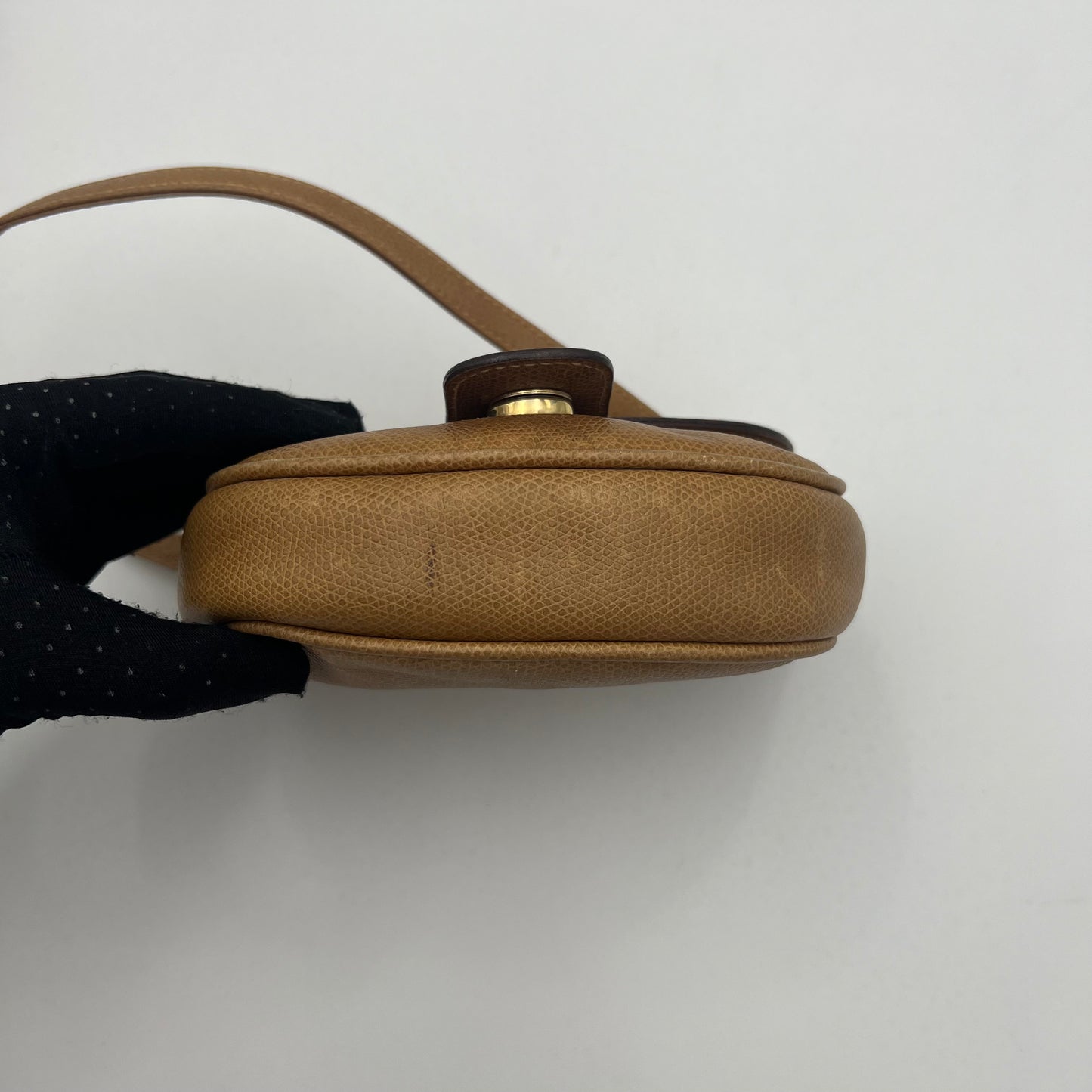 Celine Paris Camel Grained Leather Triomphe Mini Flap Crossbody