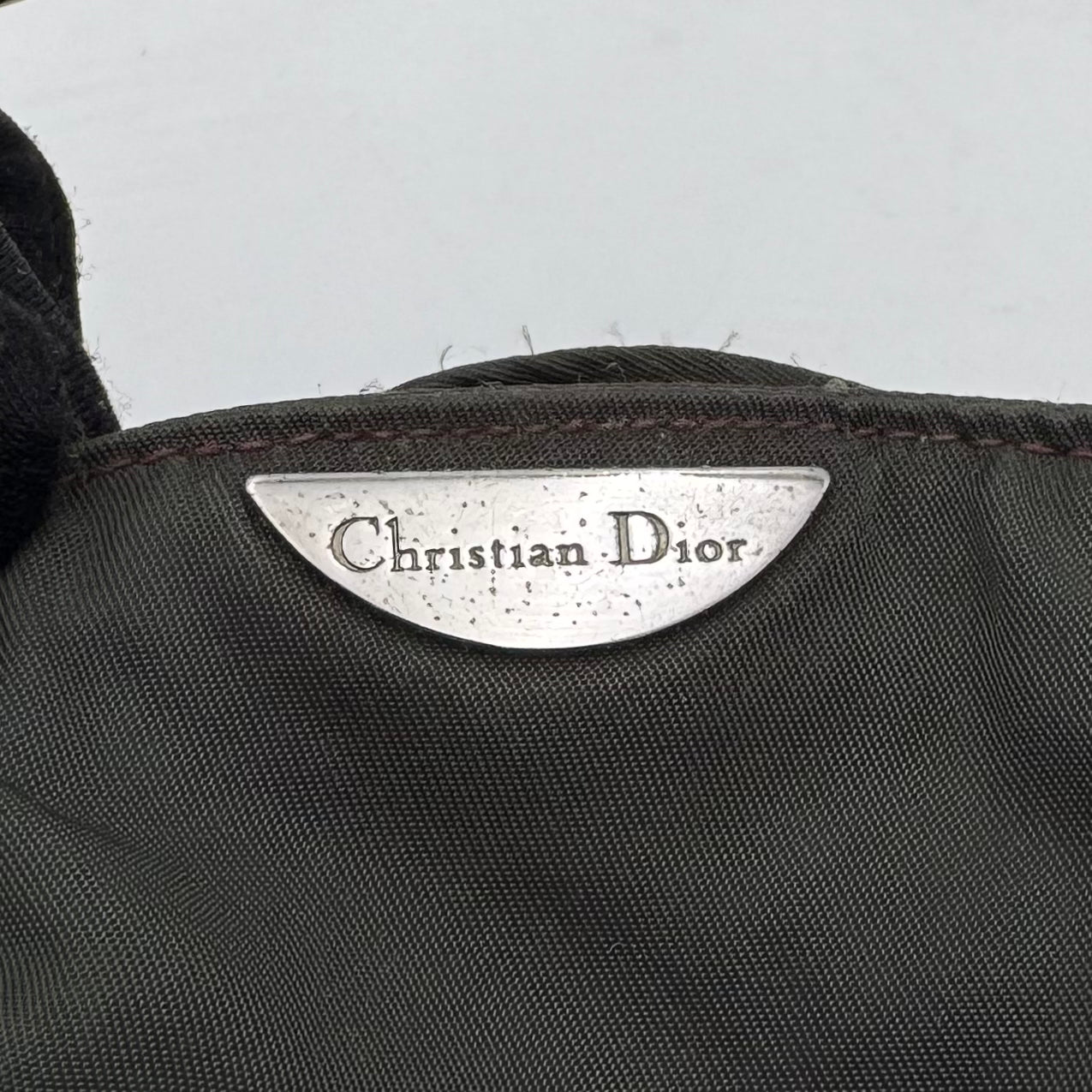 Christian Dior Gray Nylon Purple Malice Pearl Handbag