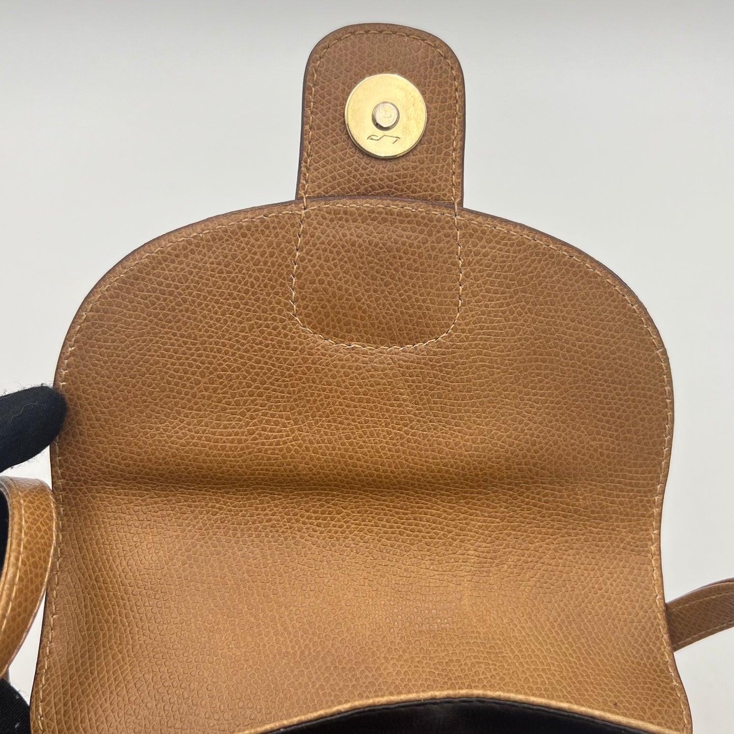 Celine Paris Camel Grained Leather Triomphe Mini Flap Crossbody