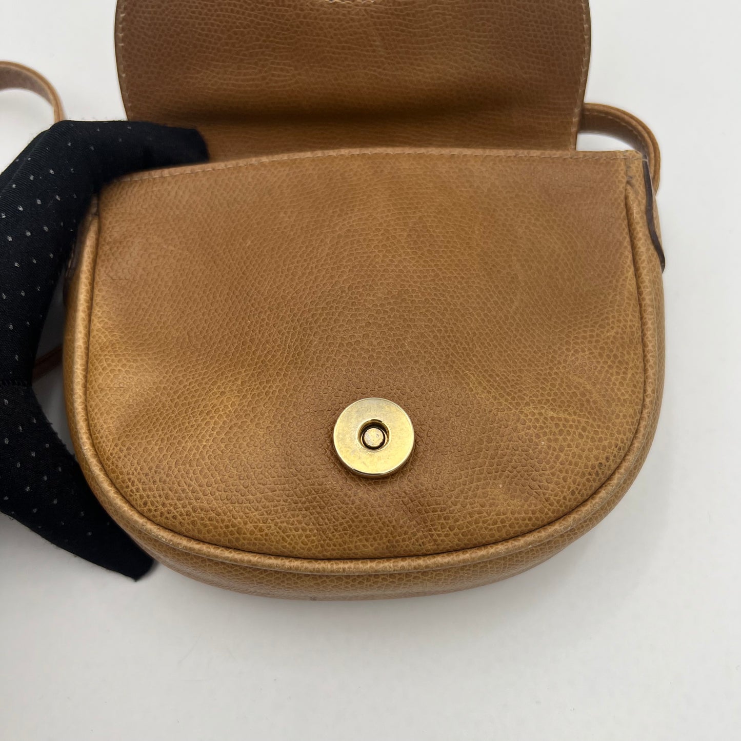 Celine Paris Camel Grained Leather Triomphe Mini Flap Crossbody