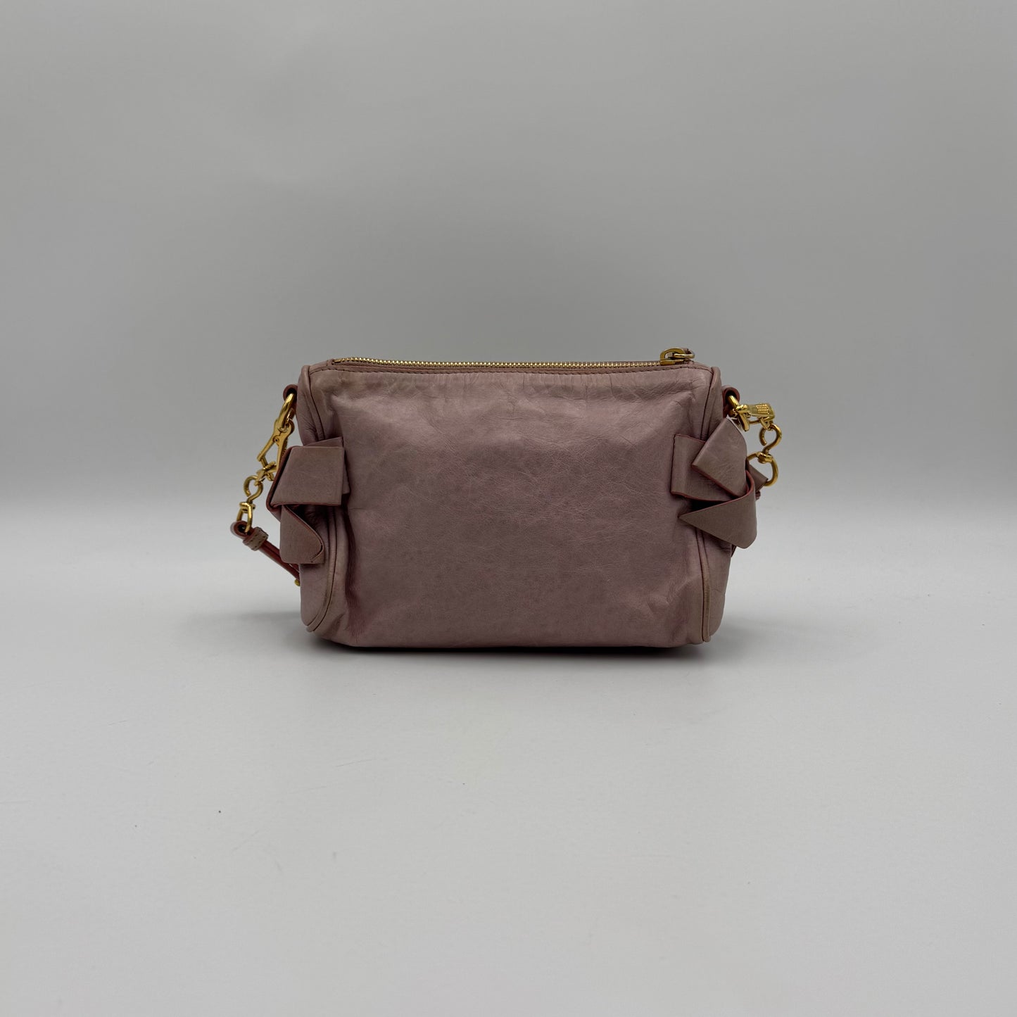 Miu Miu Light Pink Vitello Lux Bow Pochette