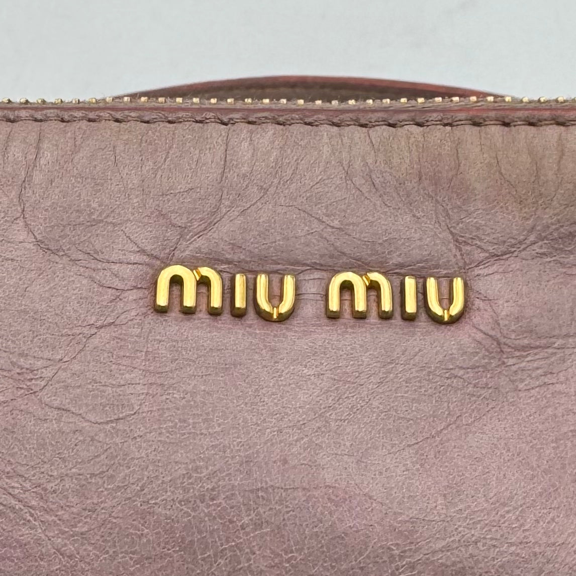 Miu Miu Light Pink Vitello Lux Bow Pochette