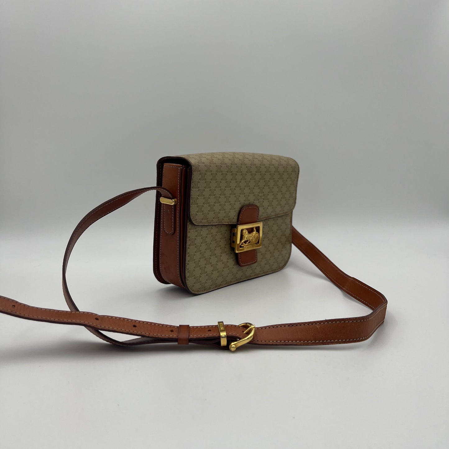 Celine Paris Macadam PVC Horse Carriage Box Shoulder Sling Bag