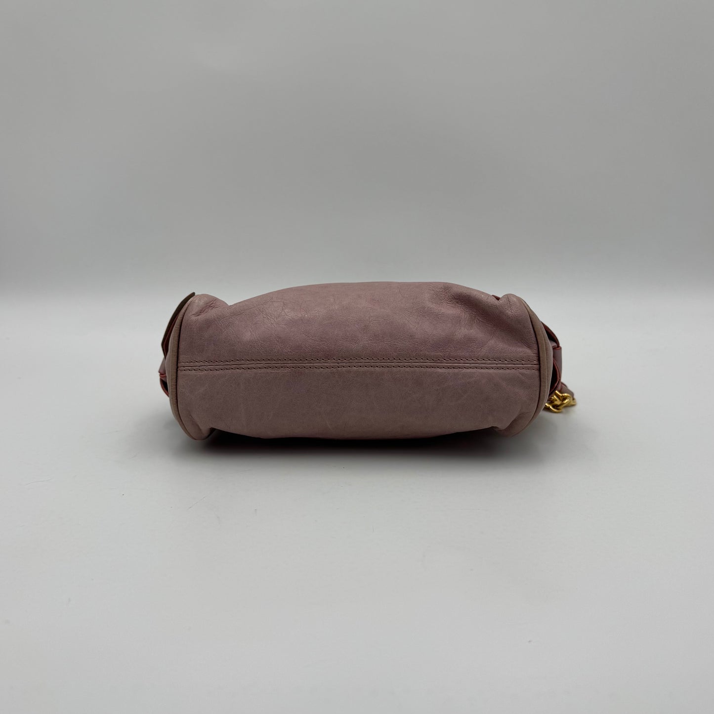 Miu Miu Light Pink Vitello Lux Bow Pochette