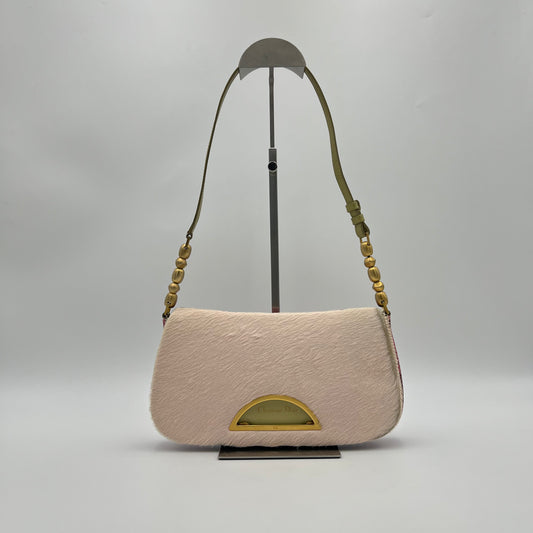 Christian Dior Pink Pony Hair and Python Malice Pearl Shoulder Bag