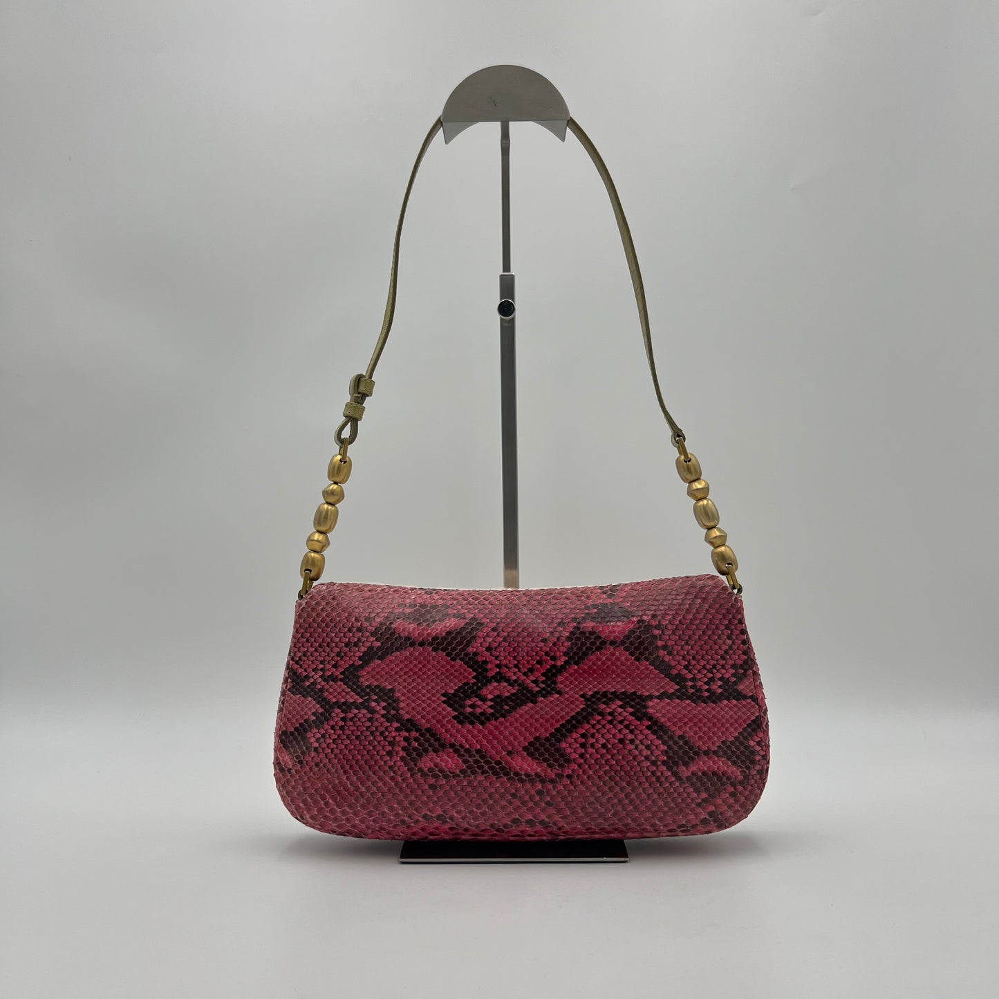 Christian Dior Pink Pony Hair and Python Malice Pearl Shoulder Bag