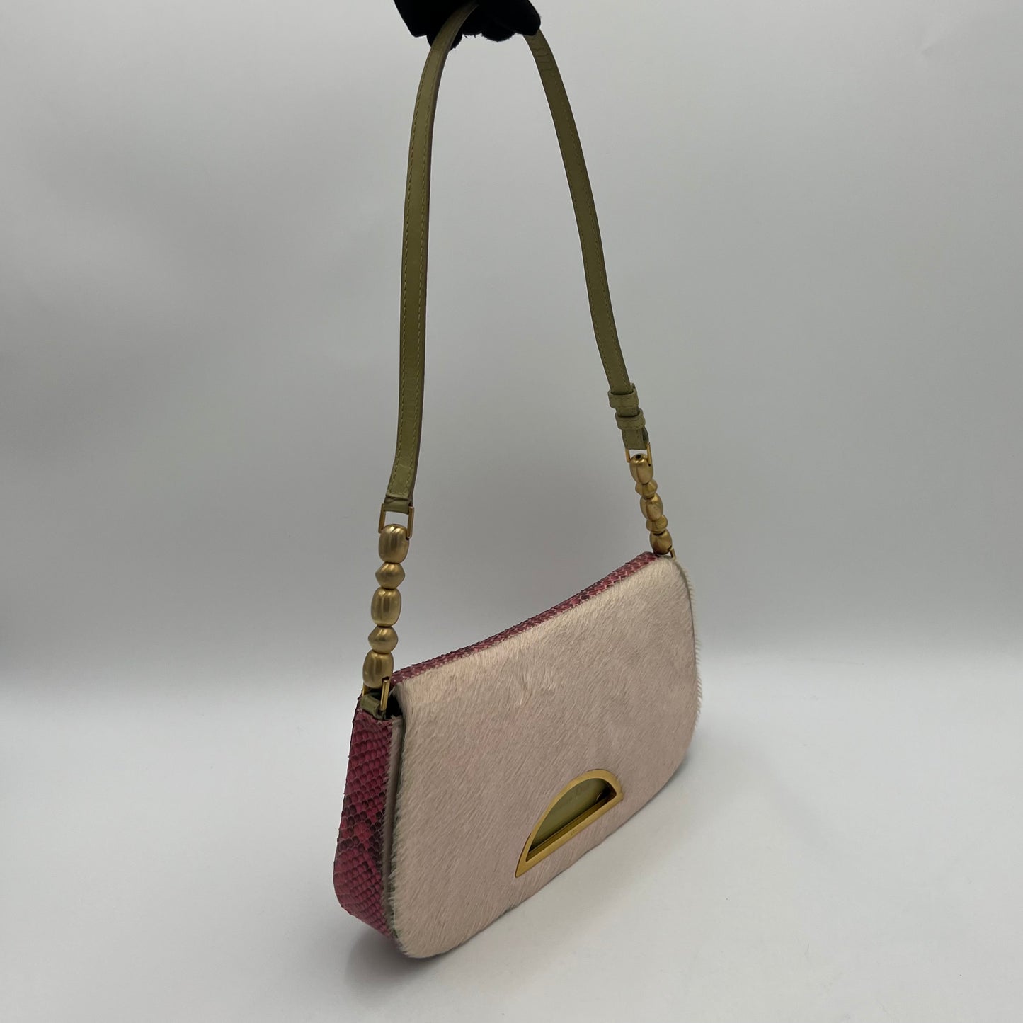 Christian Dior Pink Pony Hair and Python Malice Pearl Shoulder Bag