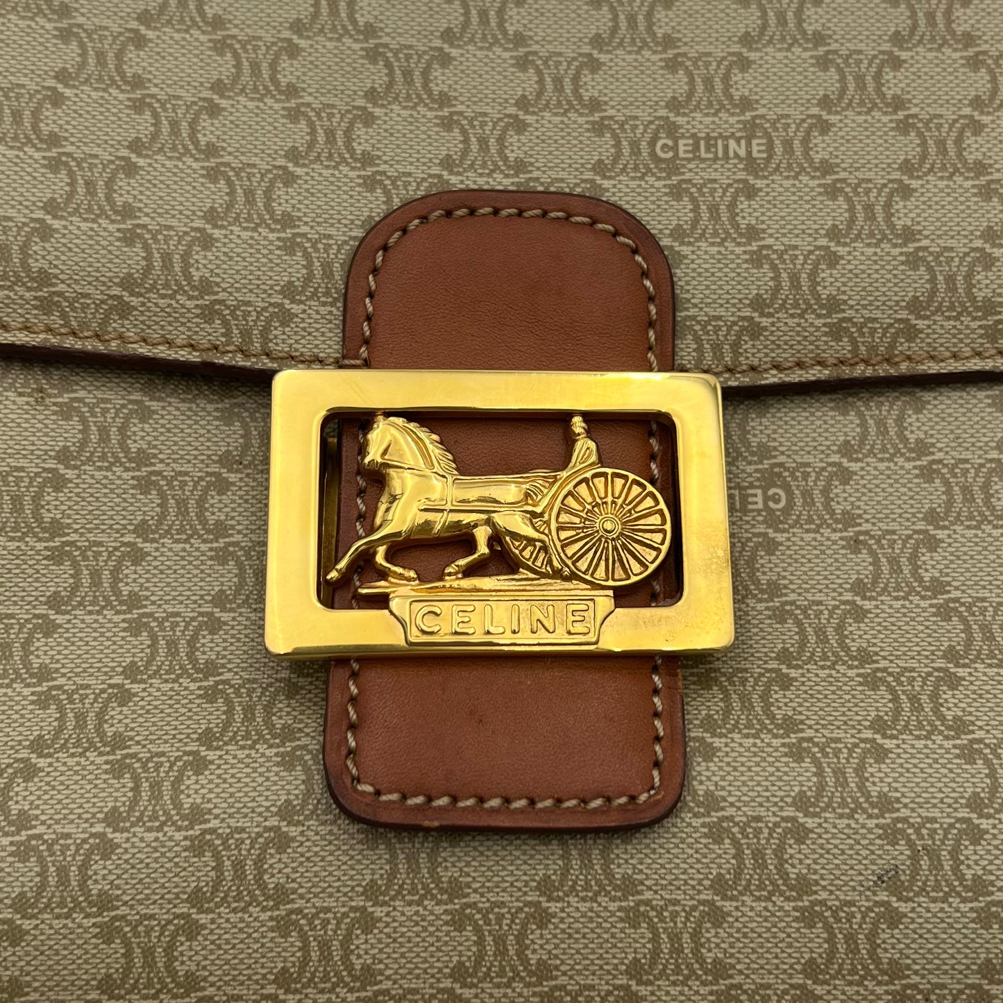 Celine Paris Macadam PVC Horse Carriage Box Shoulder Sling Bag