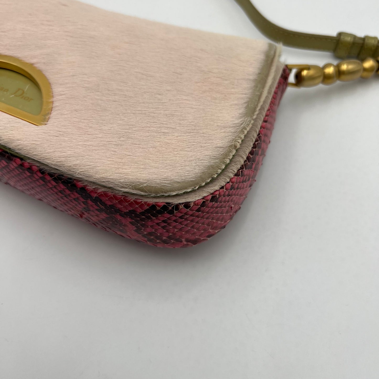 Christian Dior Pink Pony Hair and Python Malice Pearl Shoulder Bag