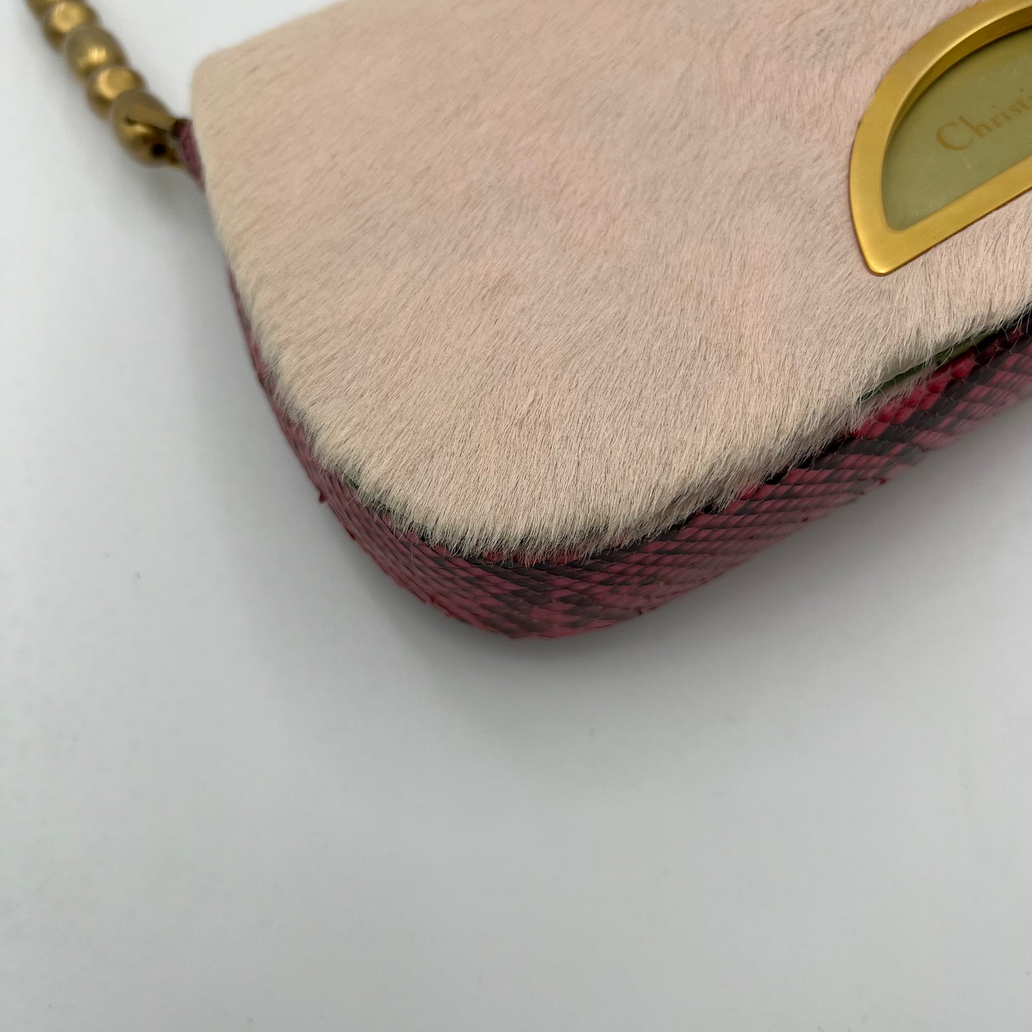 Christian Dior Pink Pony Hair and Python Malice Pearl Shoulder Bag