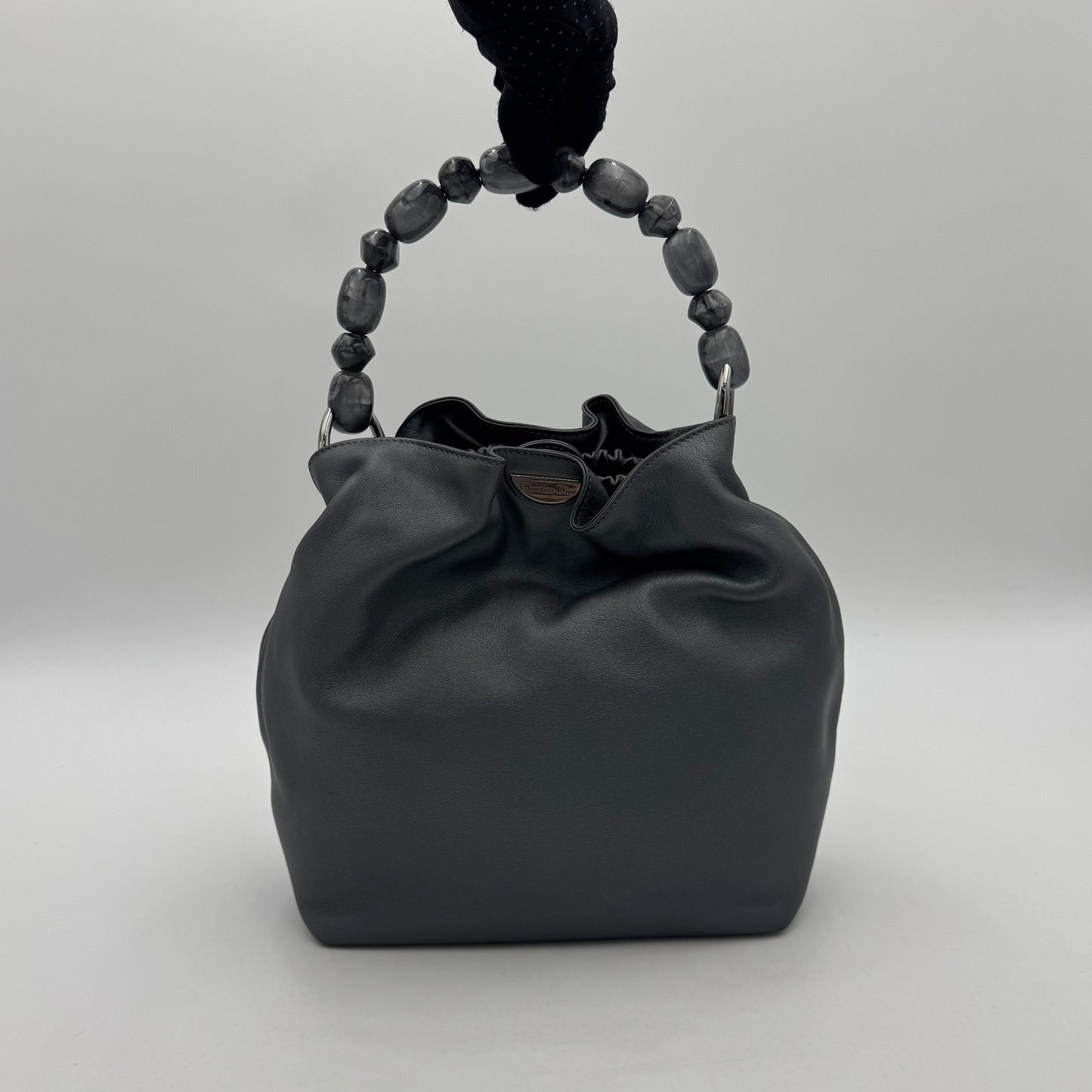Christian Dior Gray Leather Malice Pearl Handbag