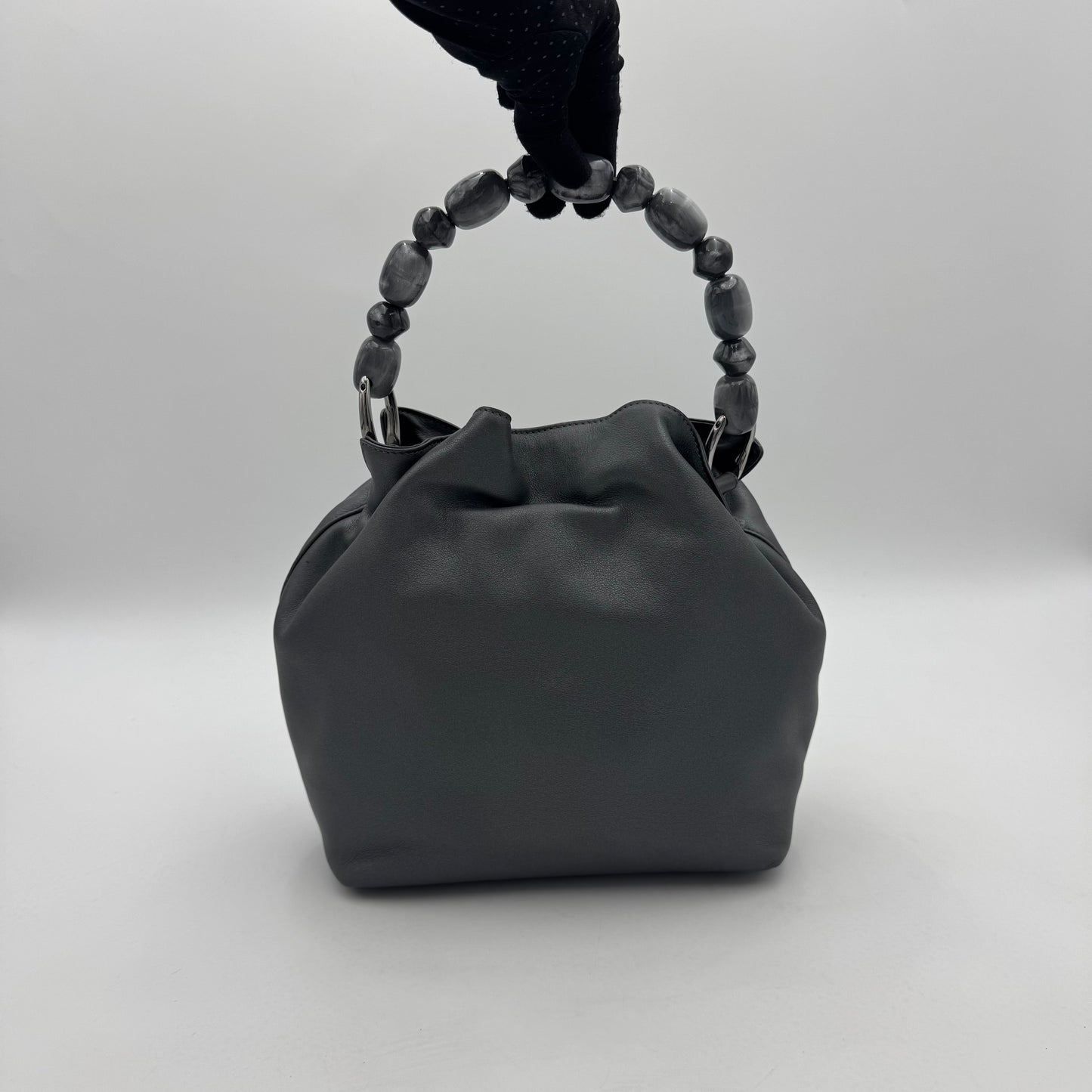 Christian Dior Gray Leather Malice Pearl Handbag