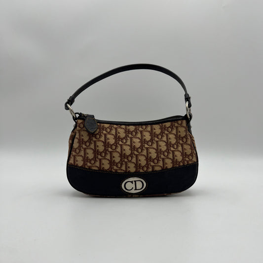 Christian Dior Brown Oblique Canvas and Leather CD Logo Pochette