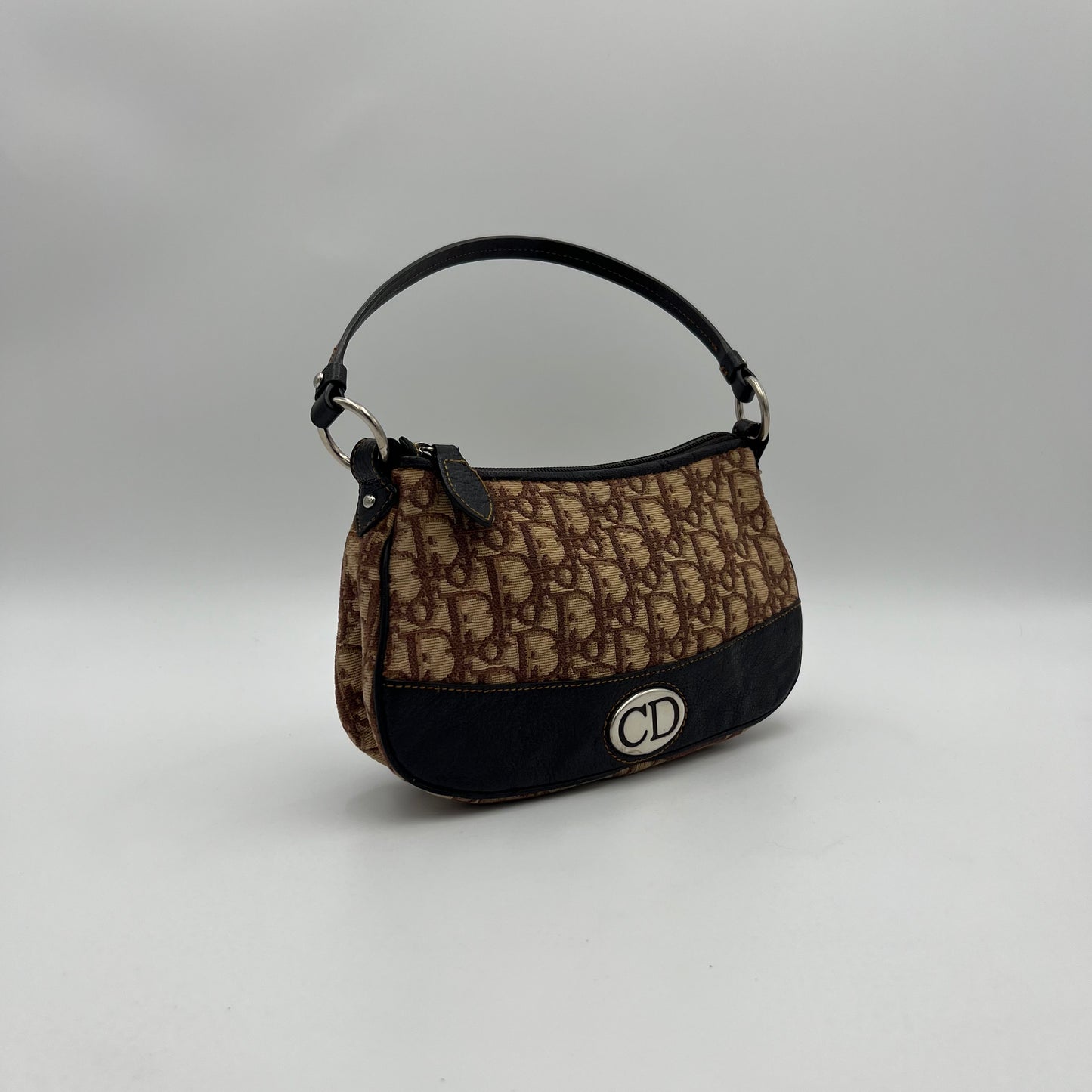 Christian Dior Brown Oblique Canvas and Leather CD Logo Pochette