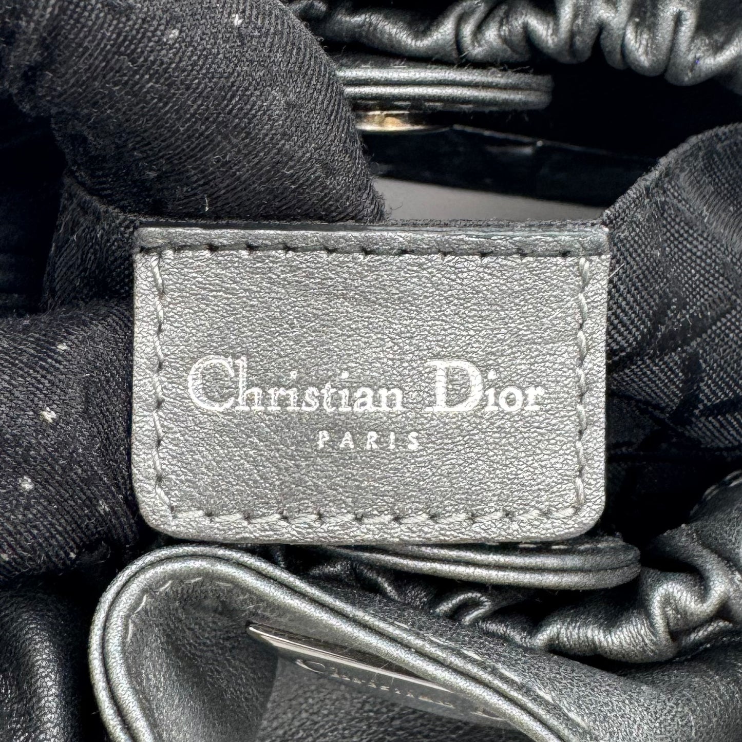 Christian Dior Gray Leather Malice Pearl Handbag