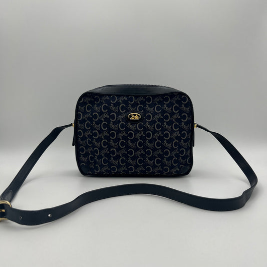 Celine Paris Navy Blue C Horse Carriage Medium Crossbody