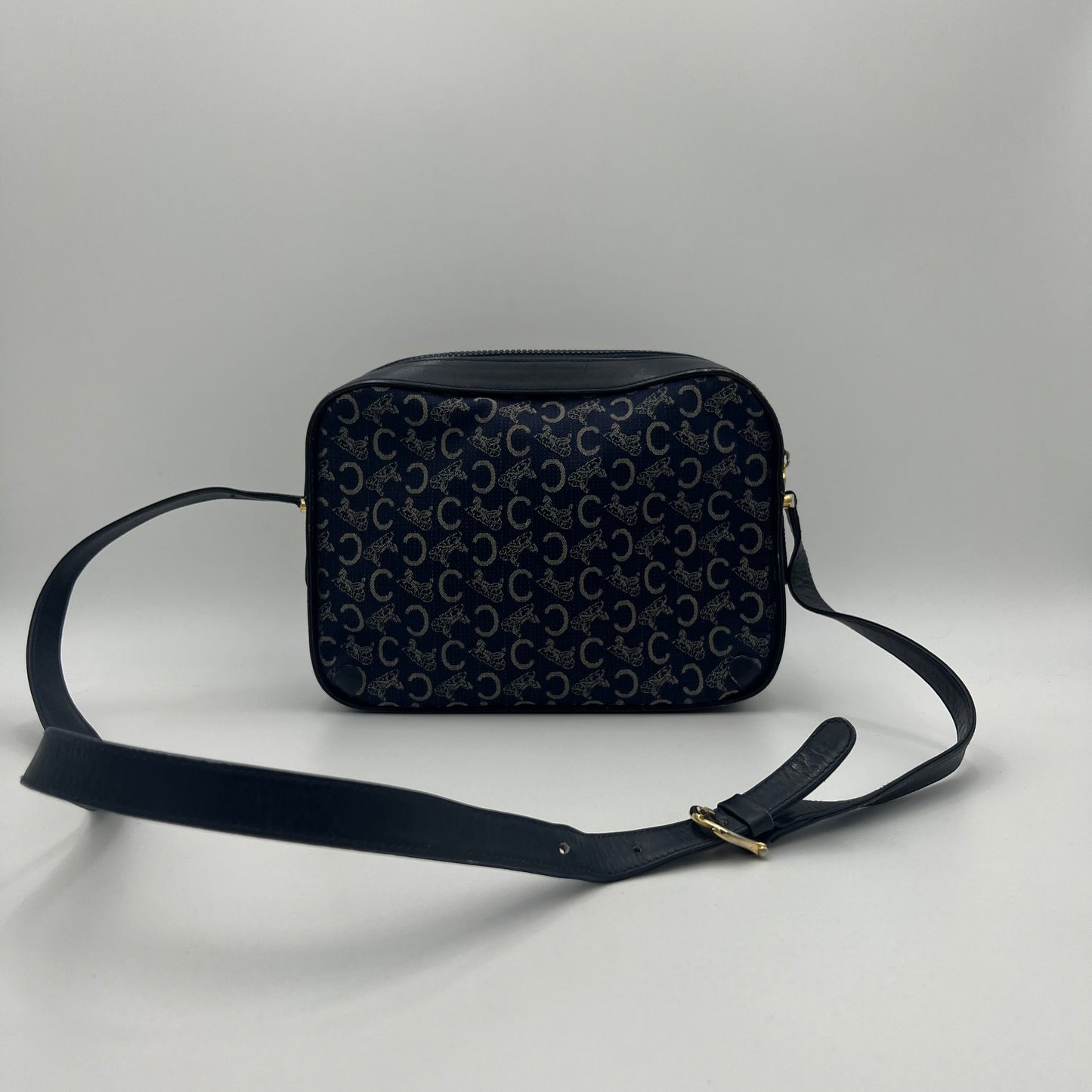 Celine Paris Navy Blue C Horse Carriage Medium Crossbody