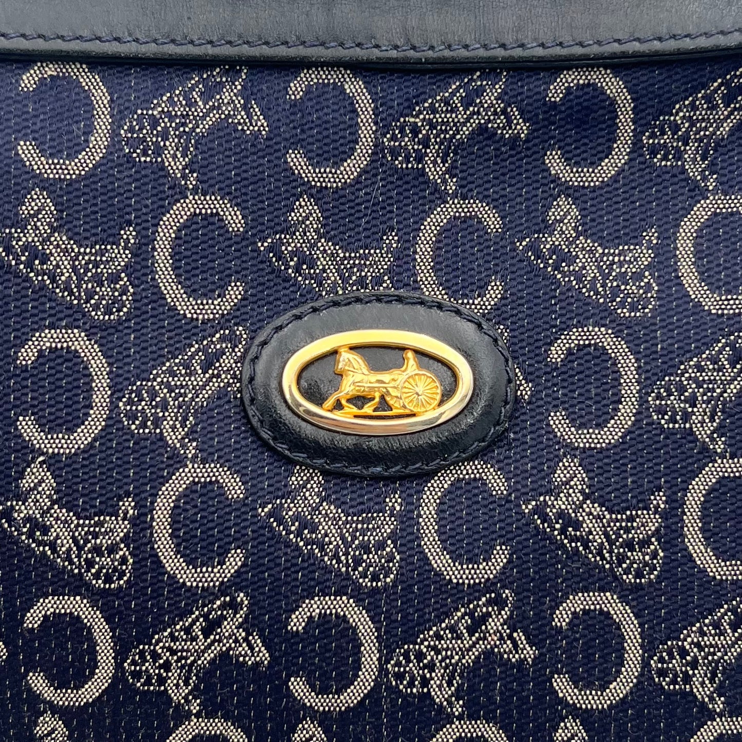 Celine Paris Navy Blue C Horse Carriage Medium Crossbody