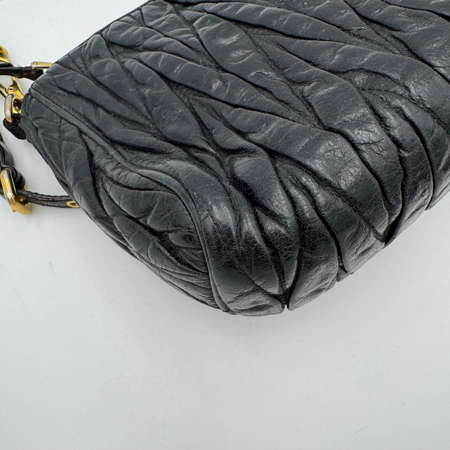 Miu Miu Black Matelasse Leather Lock Charm Pochette GHW