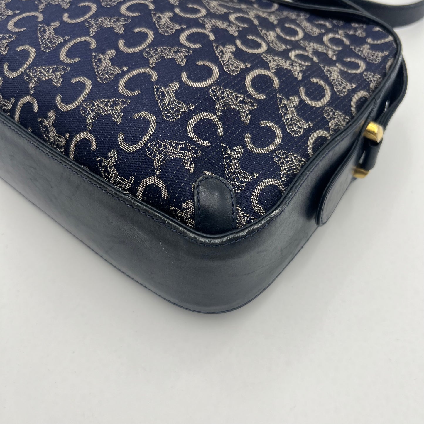 Celine Paris Navy Blue C Horse Carriage Medium Crossbody