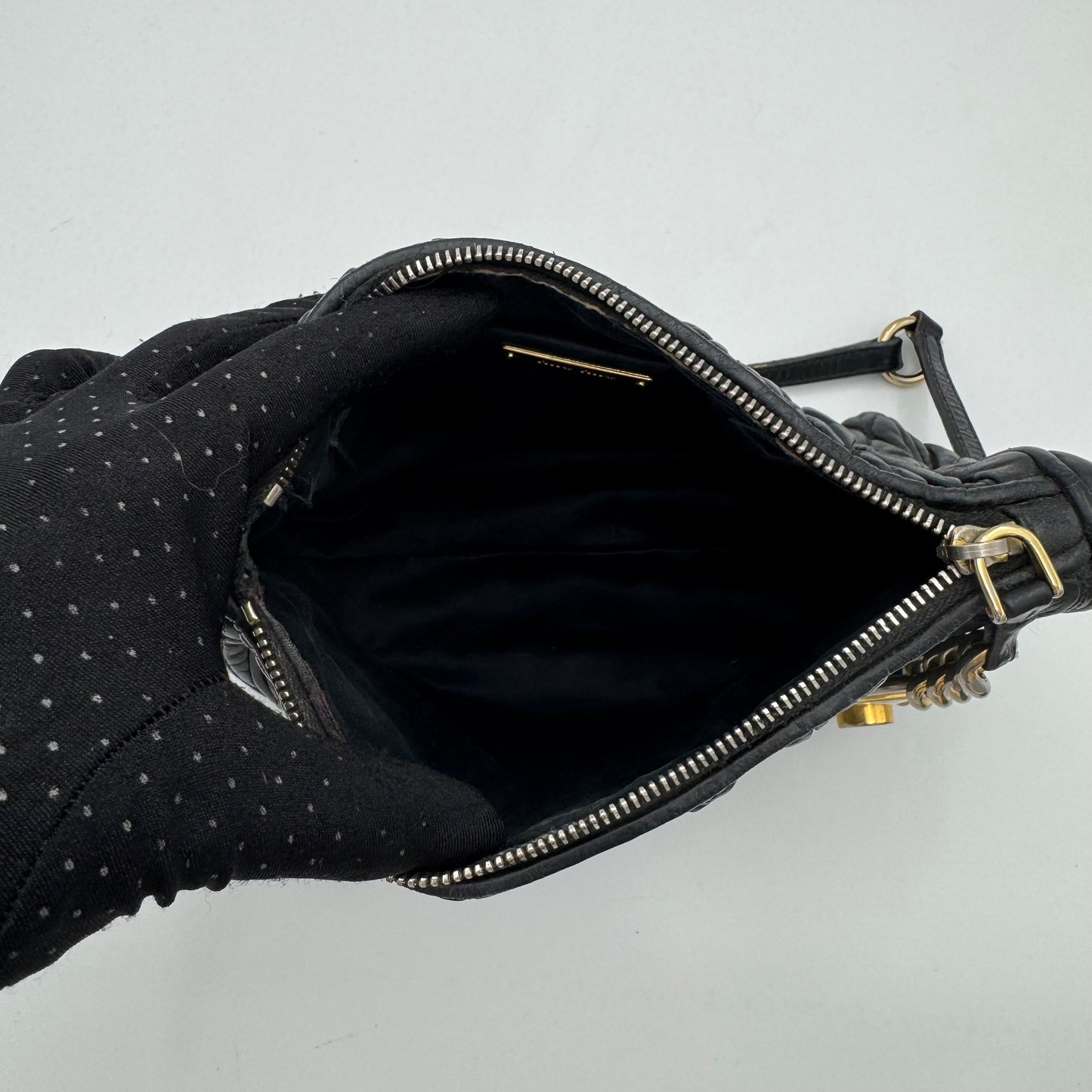 Miu Miu Black Matelasse Leather Lock Charm Pochette GHW