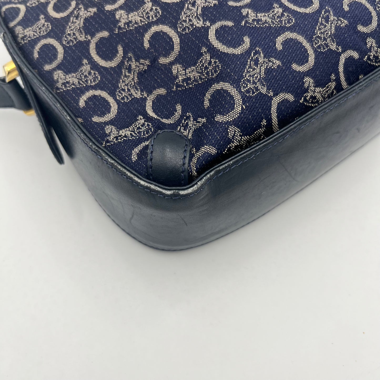 Celine Paris Navy Blue C Horse Carriage Medium Crossbody