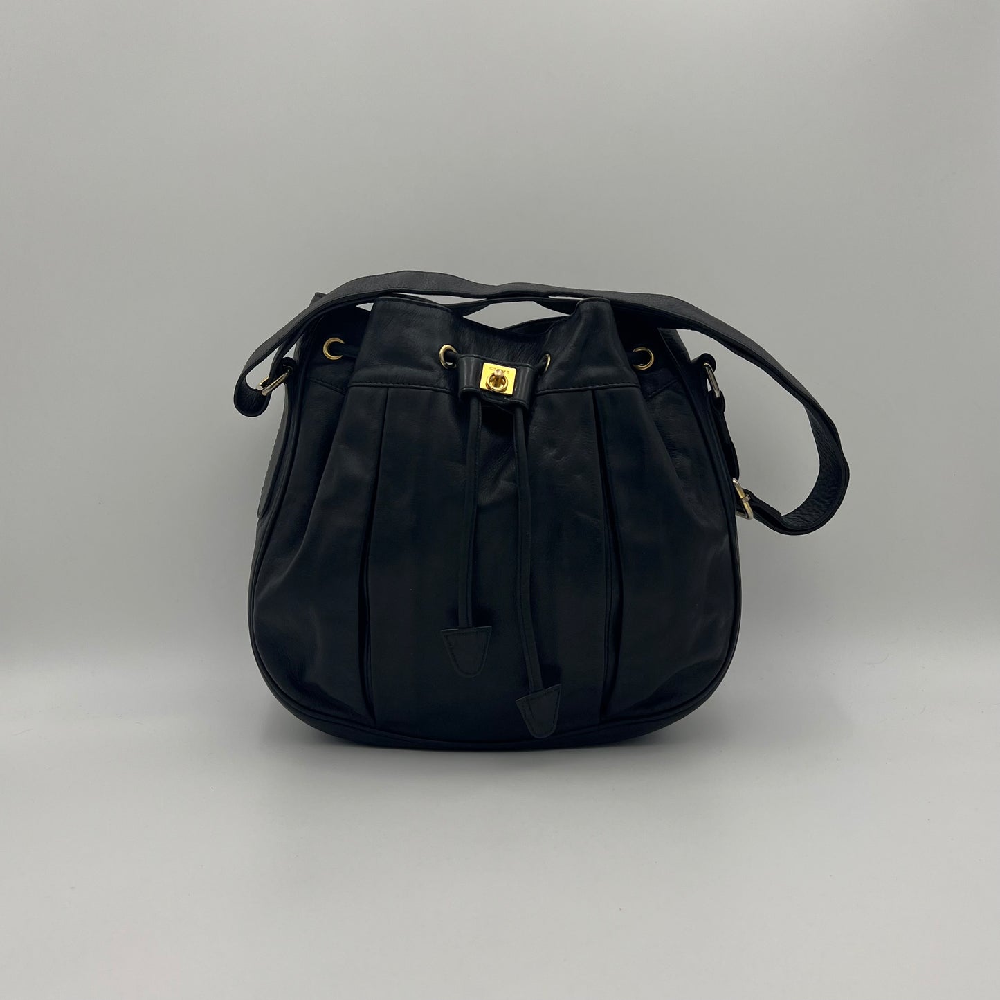 Celine Paris Black Leather Bucket Sling Bag