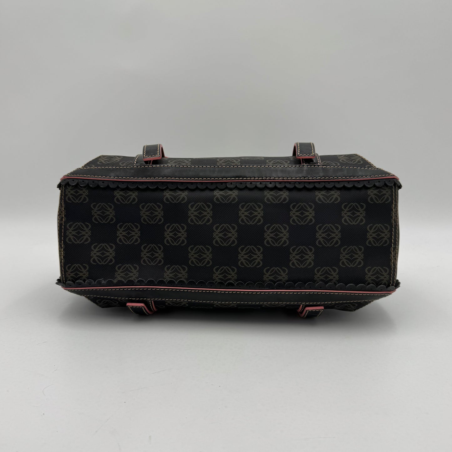 Loewe Black and Pink Anagram Bow Charm Boston Bag